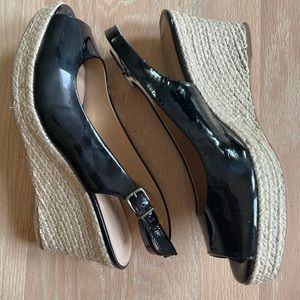 Patent Leather Antonio Melani Black Wedges Womens 7.5/8